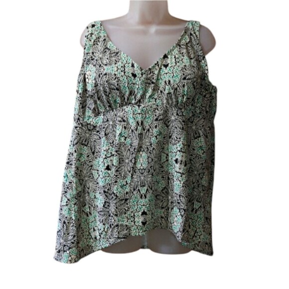 Swimsuits For All Black and Green Smocked Tankini Top - Picture 1 of 14